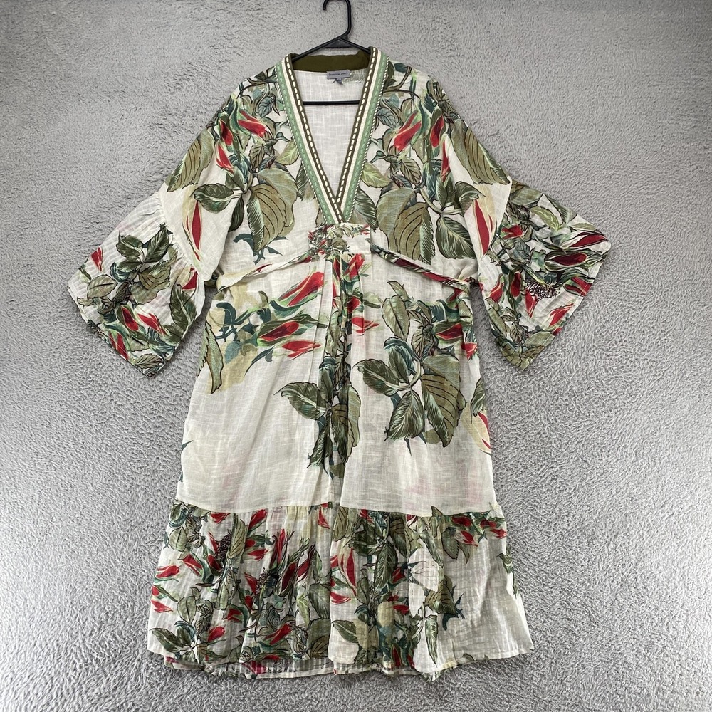 Conditions‎ Apply Kaftan Dress Womens Midi Floral Ruffle Kimono Boho Tropical